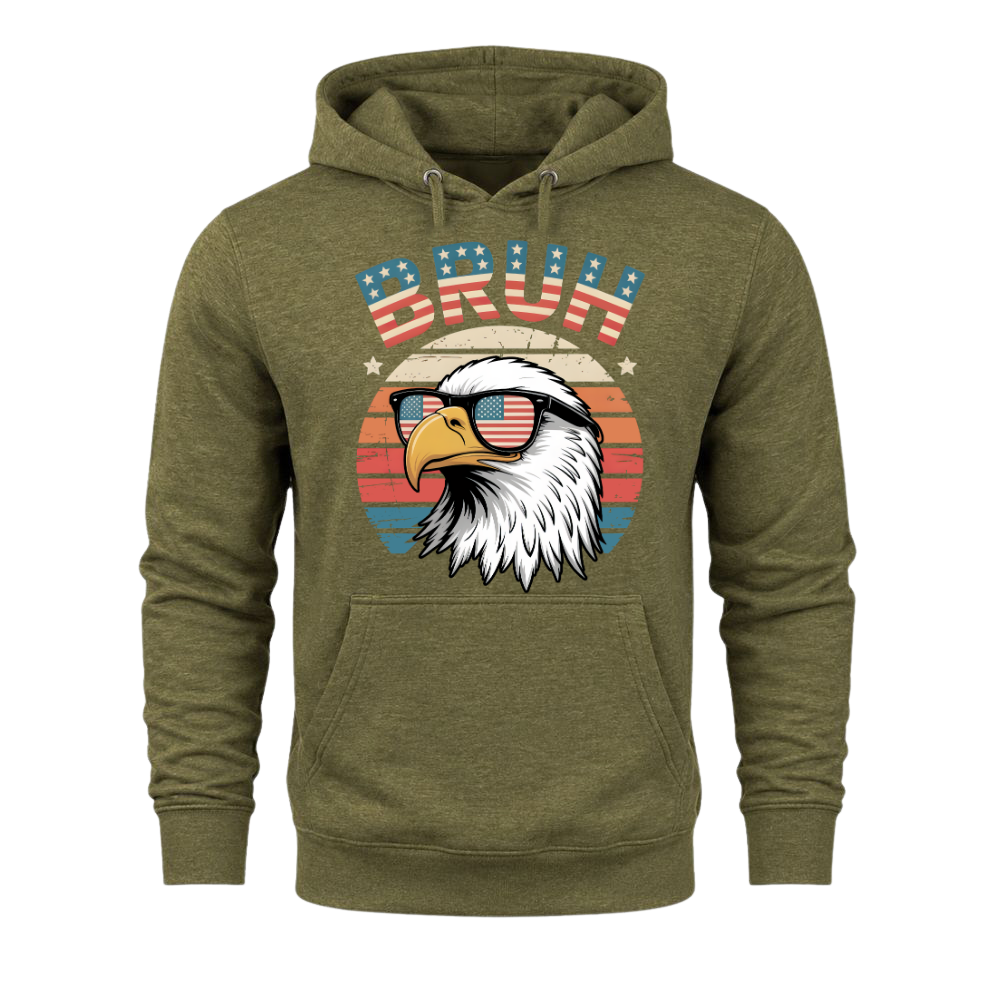 Patriotic Eagle Bruh, Funny American Flag - Hoodie