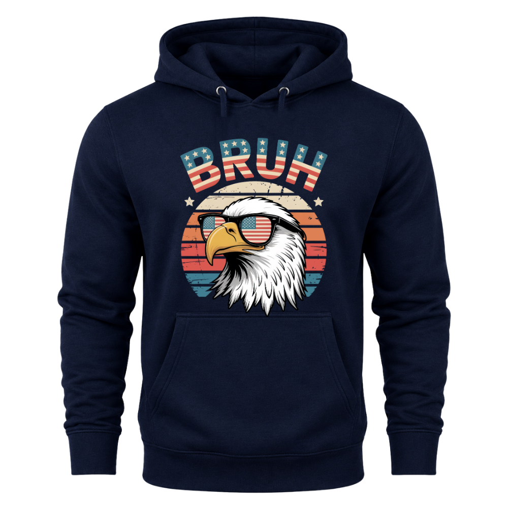 Patriotic Eagle Bruh, Funny American Flag - Hoodie
