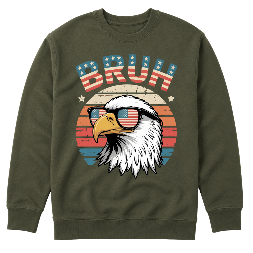 Patriotic Eagle Bruh, Funny American Flag - Sweater