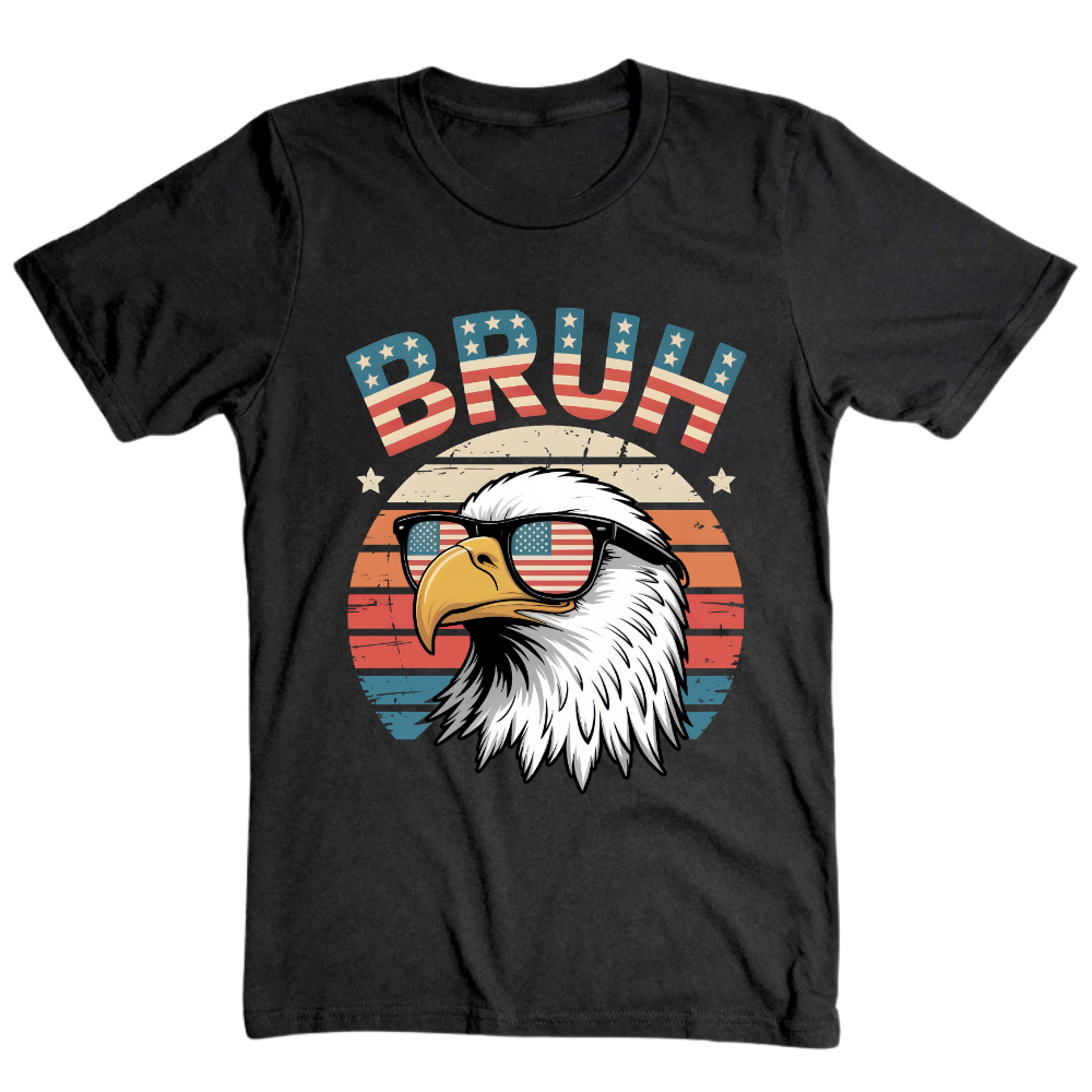 Patriotic Eagle Bruh Shirt, Funny American Flag - T-Shirt