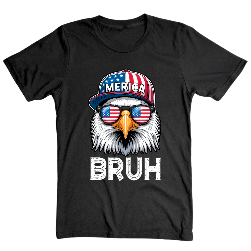 Patriotic Eagle Bruh 4th of July USA Flag - T-Shirt