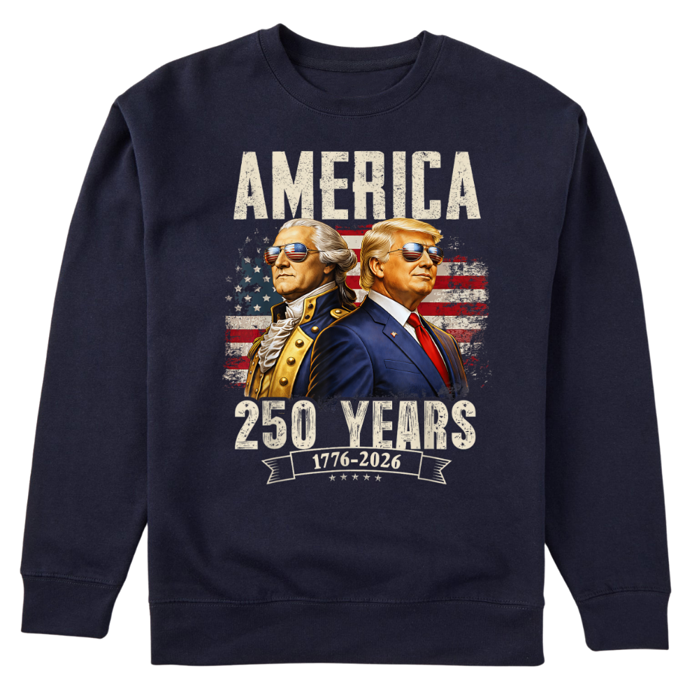 America 250 Years Trump Washington Patriotic - Sweater