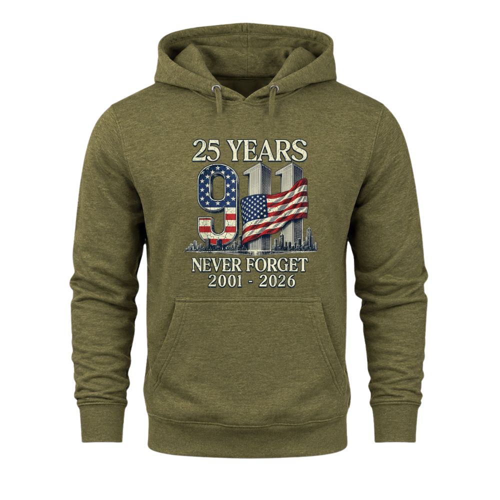 25 Years 9/11 Never Forget American Flag - Hoodie