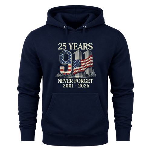 25 Years 9/11 Never Forget American Flag - Hoodie