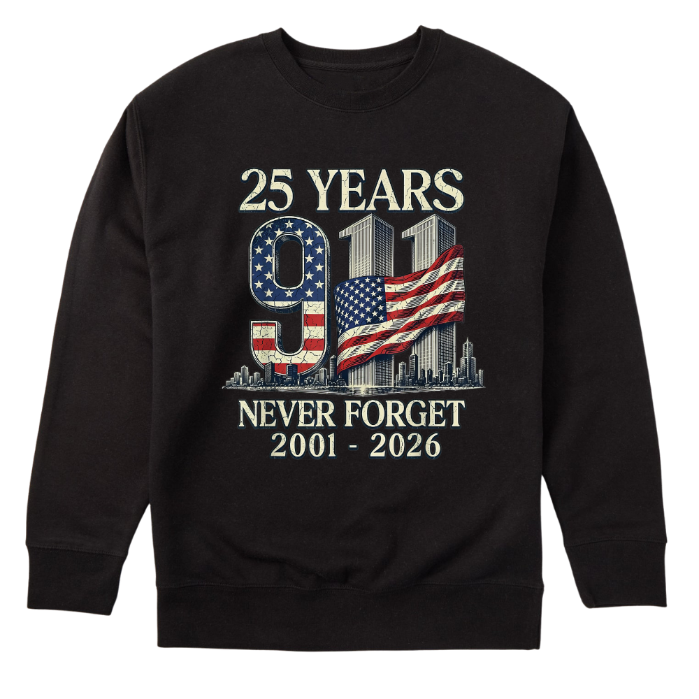 25 Years 9/11 Never Forget American Flag - Sweater