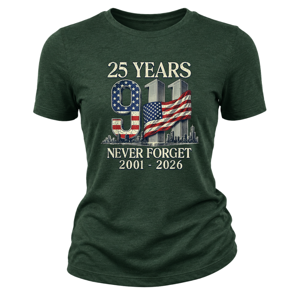 25 Years 9/11 Never Forget American Flag - Women T-Shirt