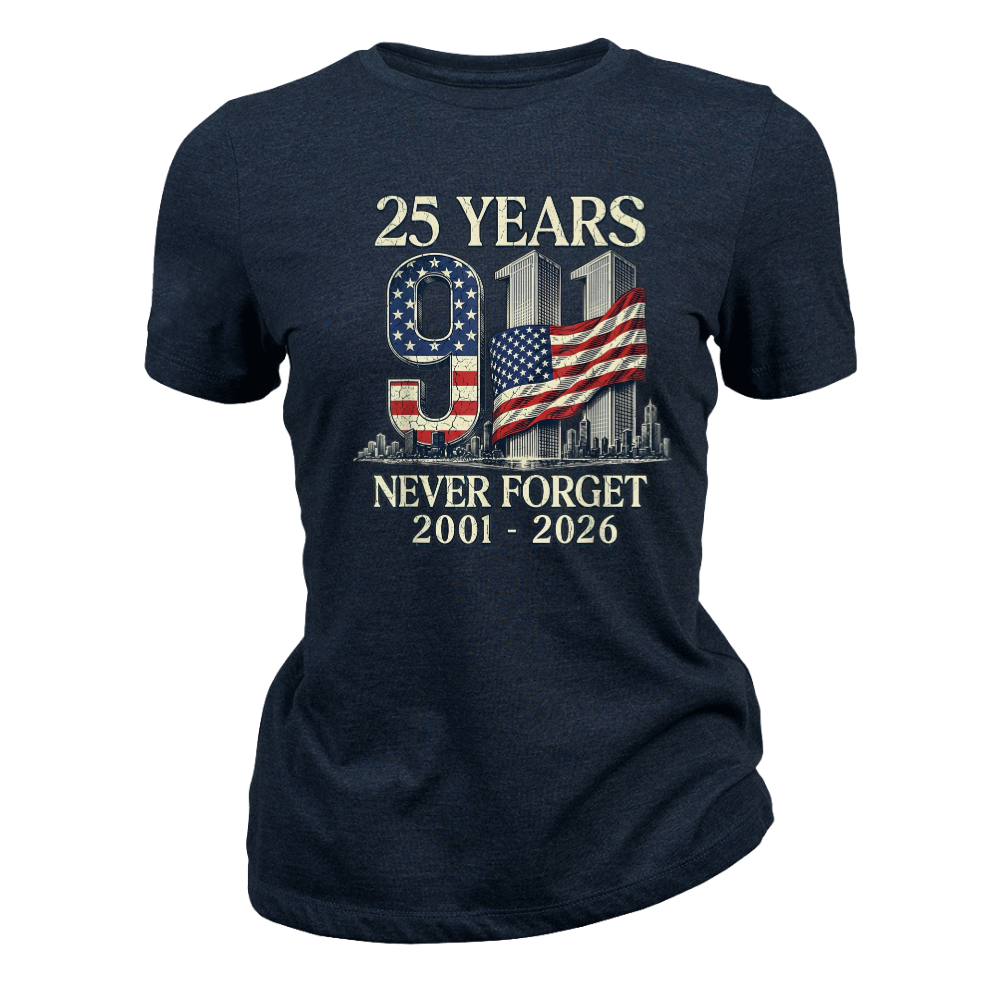 25 Years 9/11 Never Forget American Flag - Women T-Shirt