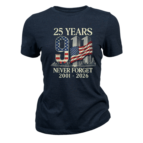 25 Years 9/11 Never Forget American Flag - Women T-Shirt