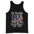 25 Years 9/11 Never Forget American Flag - Tank Top