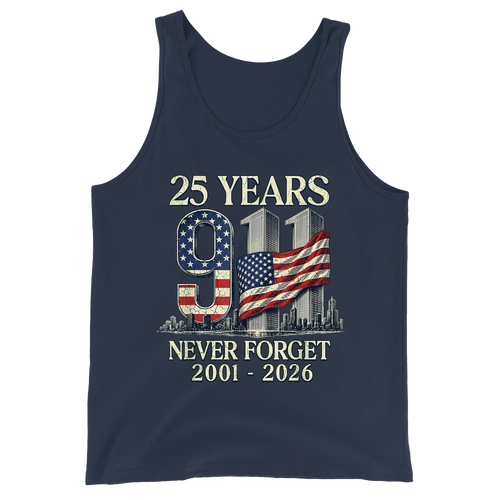 25 Years 9/11 Never Forget American Flag - Tank Top