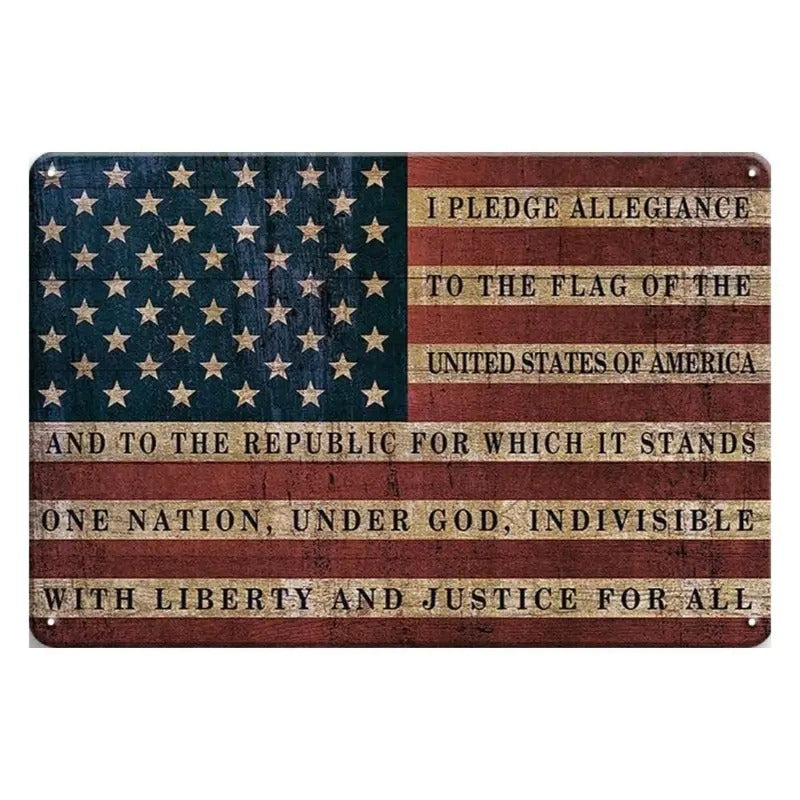 Pledge Allegiance American Flag Metal Sign Patriotic Decor