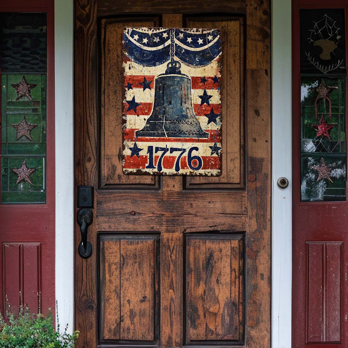 1776 Liberty Bell Metal Sign Vintage Patriotic USA Decor