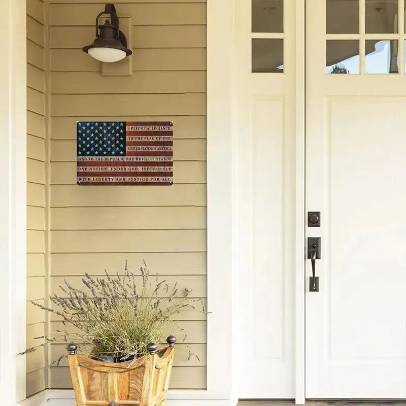 Pledge Allegiance American Flag Metal Sign Patriotic Decor