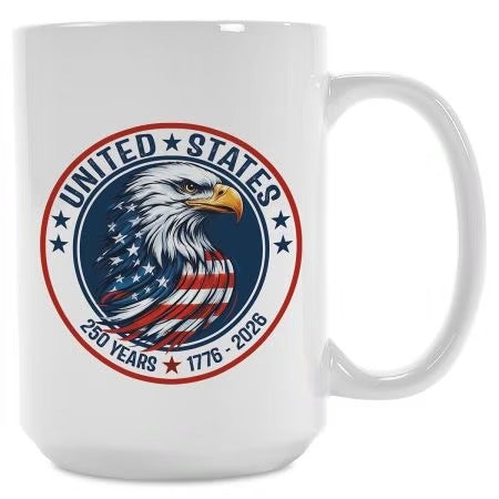 United States 250 Years Eagle Mug 1776 2026 USA