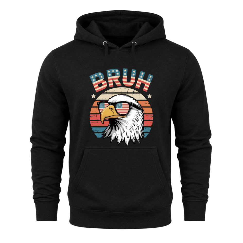 Patriotic Eagle Bruh, Funny American Flag - Hoodie