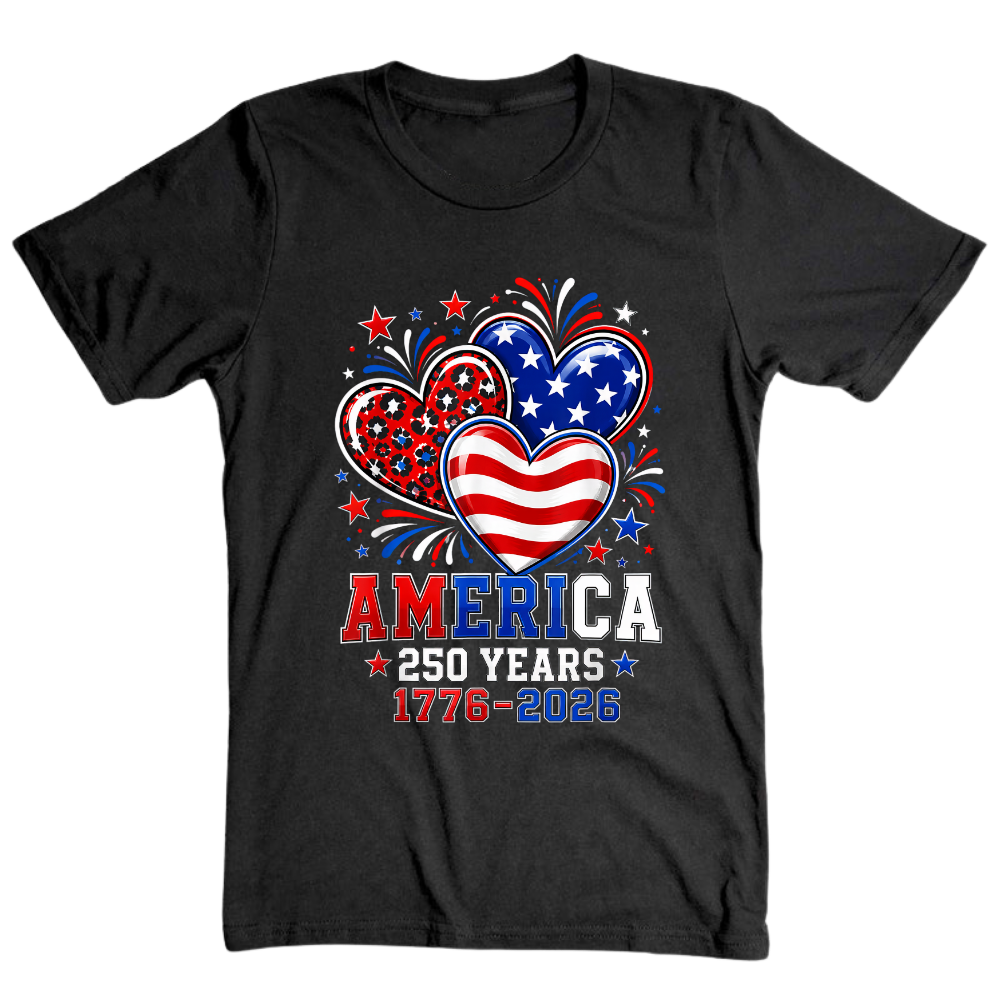 America 250 Years 1776 2026 Heart - T-Shirt