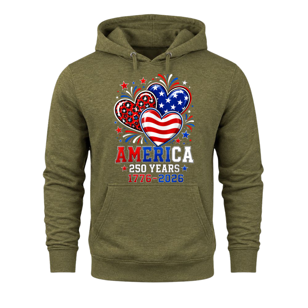 America 250 Years 1776 2026 Heart - Hoodie