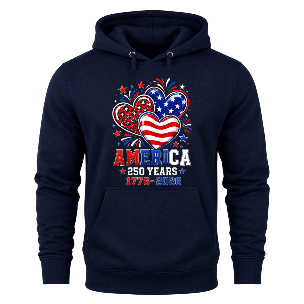 America 250 Years 1776 2026 Heart - Hoodie