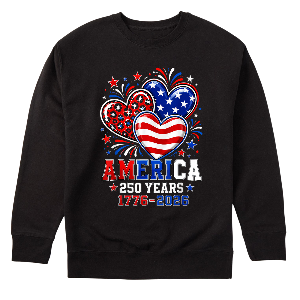 America 250 Years 1776 2026 Heart - Sweater