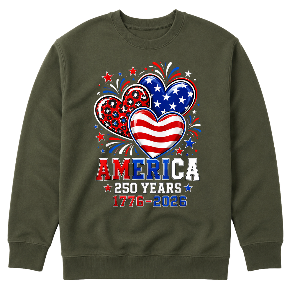 America 250 Years 1776 2026 Heart - Sweater
