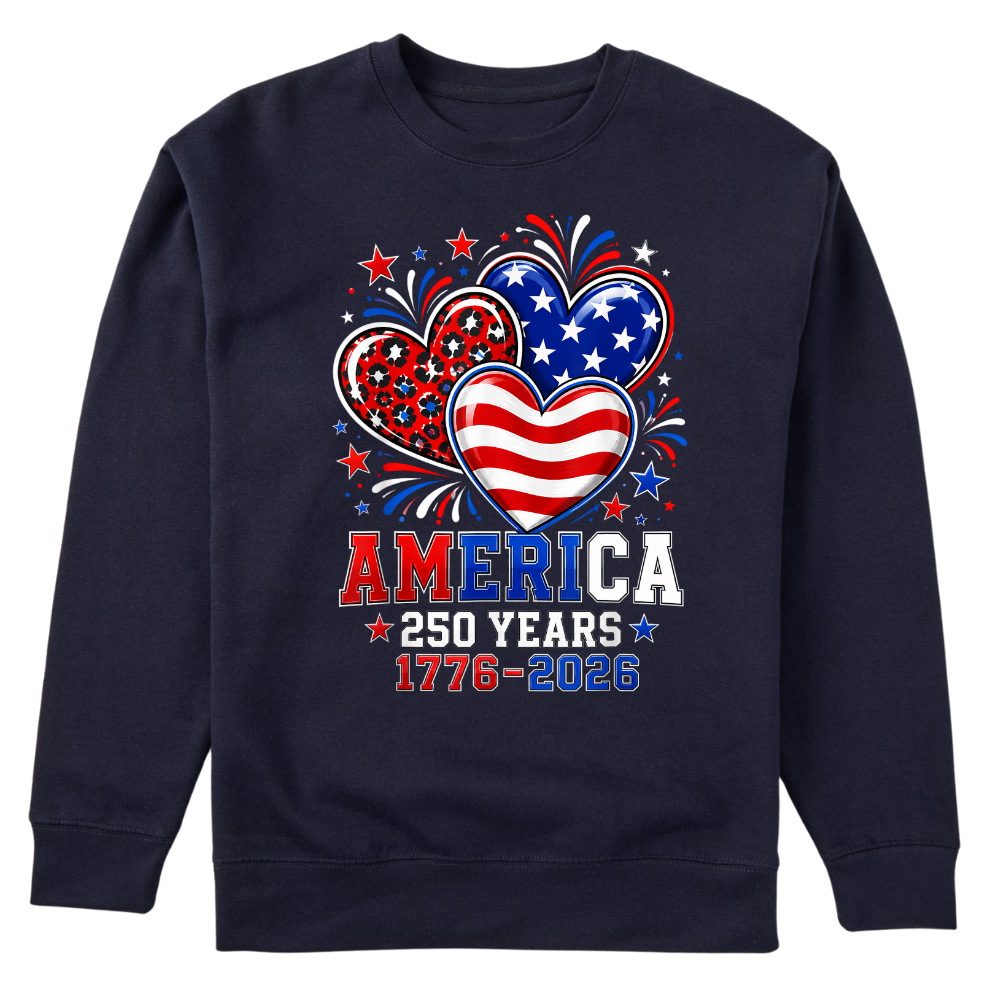 America 250 Years 1776 2026 Heart - Sweater