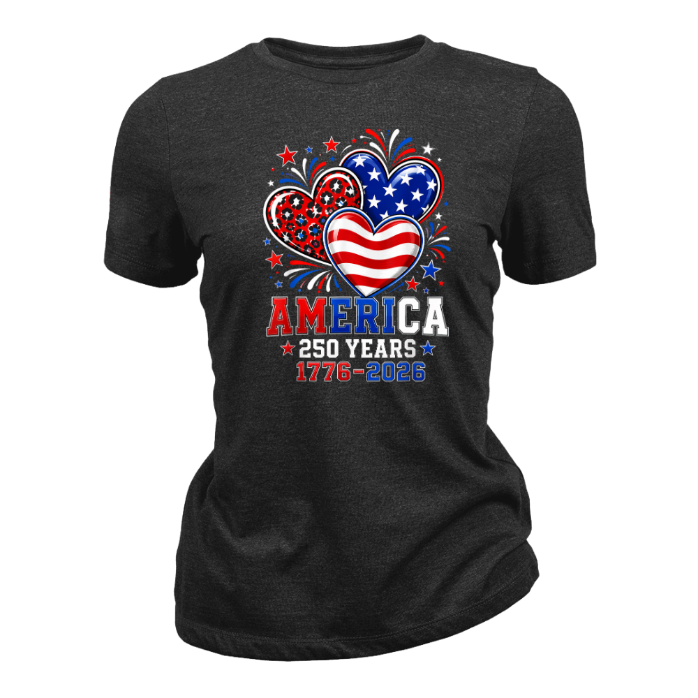 America 250 Years 1776 2026 Heart - Women T-Shirt