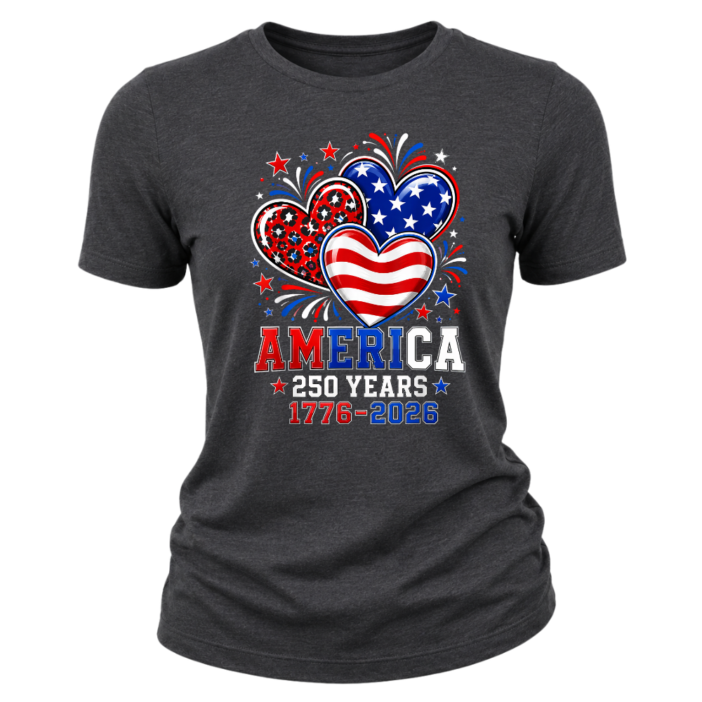 America 250 Years 1776 2026 Heart - Women T-Shirt