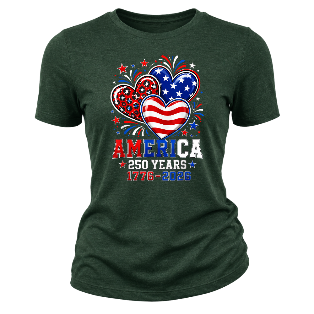 America 250 Years 1776 2026 Heart - Women T-Shirt