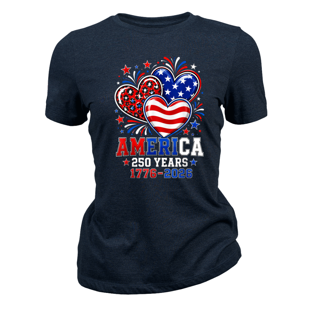 America 250 Years 1776 2026 Heart - Women T-Shirt