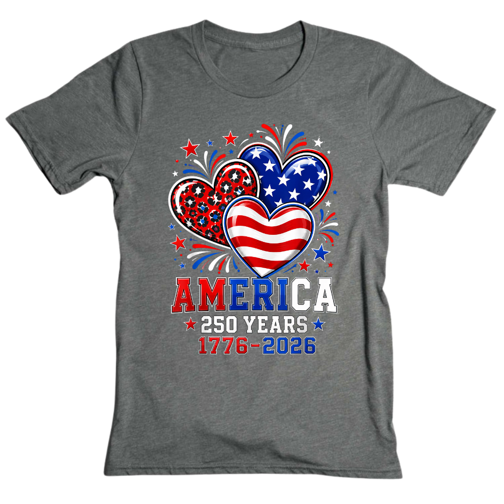 America 250 Years 1776 2026 Heart - T-Shirt
