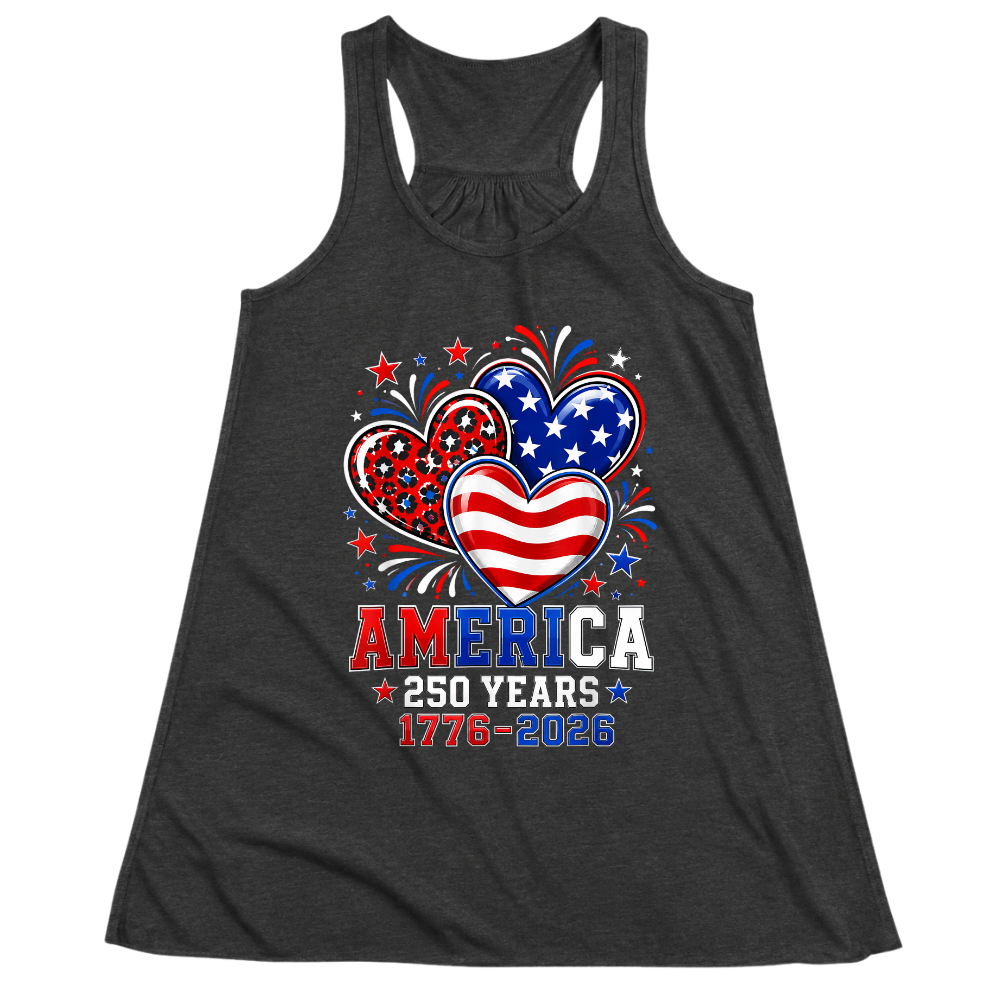 America 250 Years 1776 2026 Heart - Women Tank Top