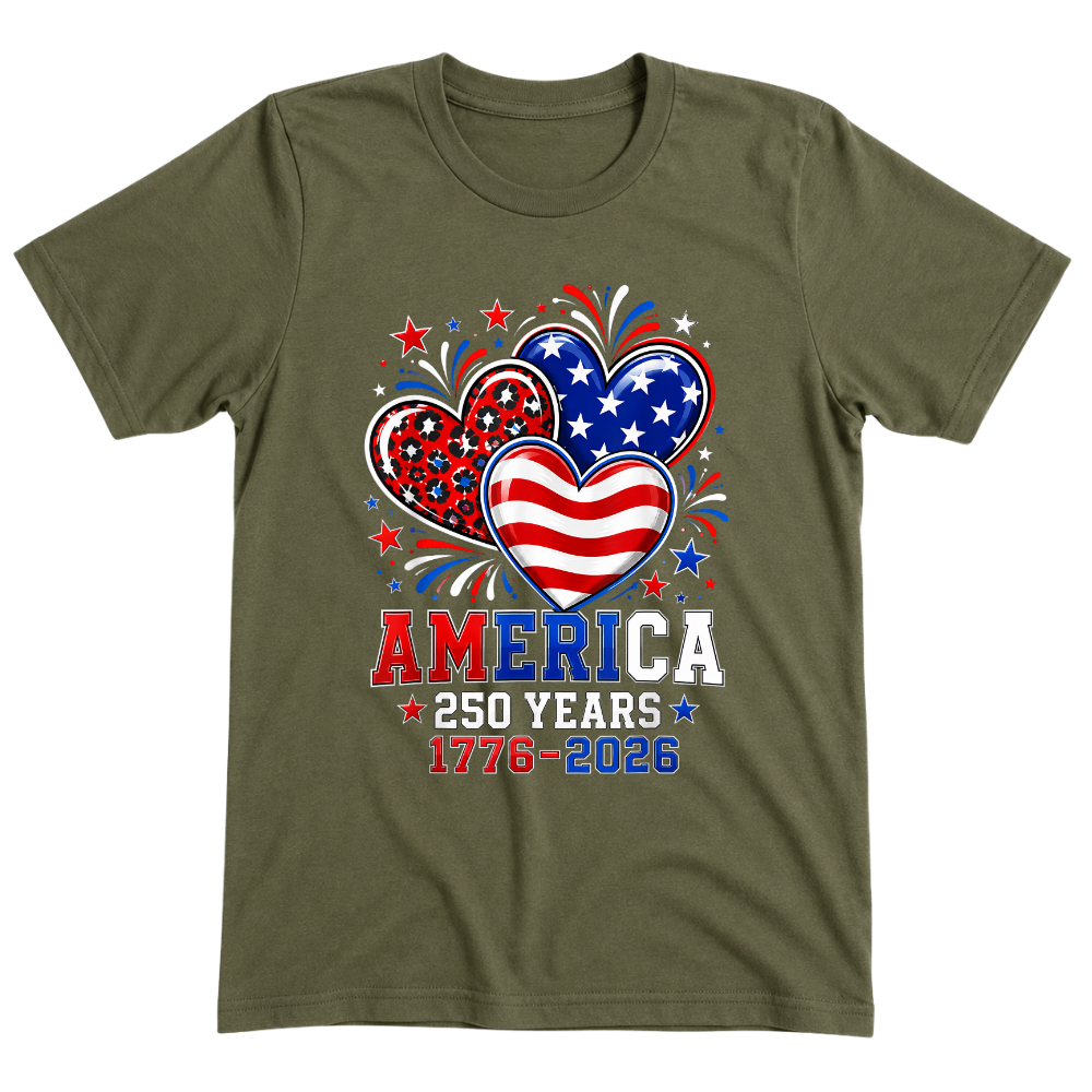 America 250 Years 1776 2026 Heart - T-Shirt