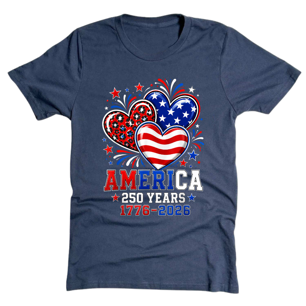 America 250 Years 1776 2026 Heart - T-Shirt