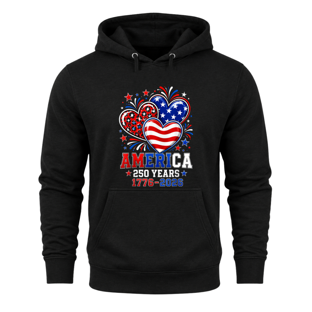 America 250 Years 1776 2026 Heart - Hoodie
