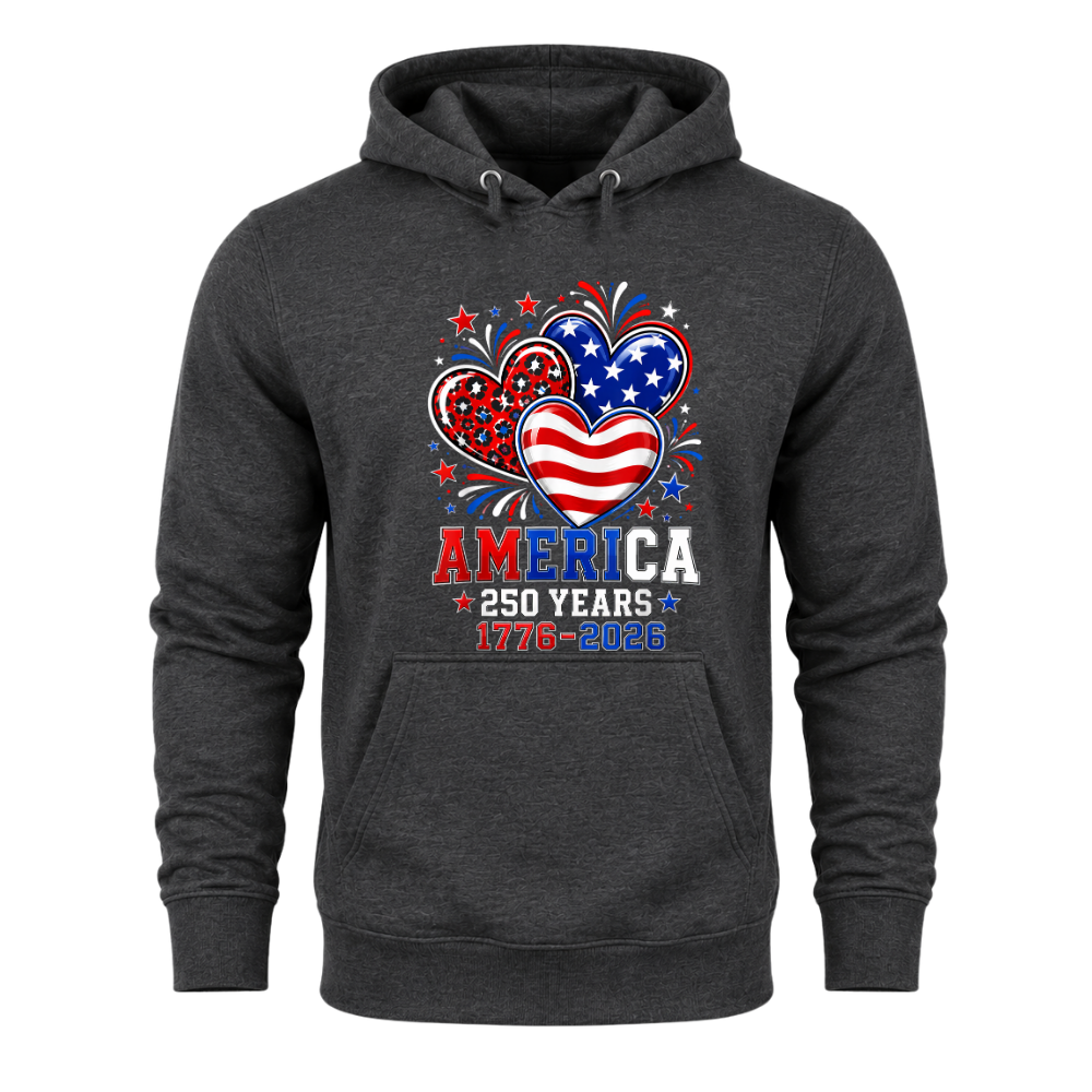 America 250 Years 1776 2026 Heart - Hoodie