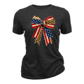 American Flag Bow Patriotic Leopard Ribbon - Women T-Shirt