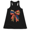 American Flag Bow Patriotic Leopard Ribbon - Women Tank Top