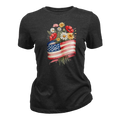 American Flag Flower Patriotic Floral USA - Women T-Shirt