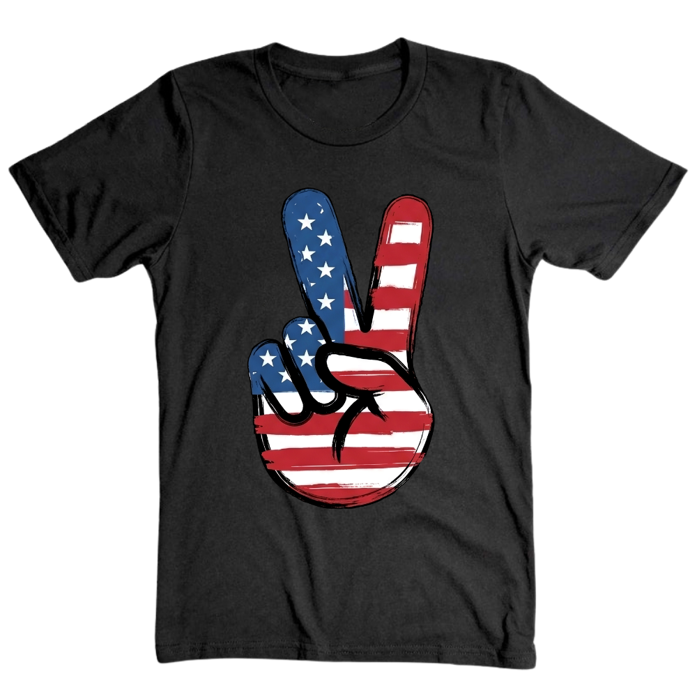 American Flag Peace Sign Design 4th Of July Patriotic USA Pride - T-Shirt