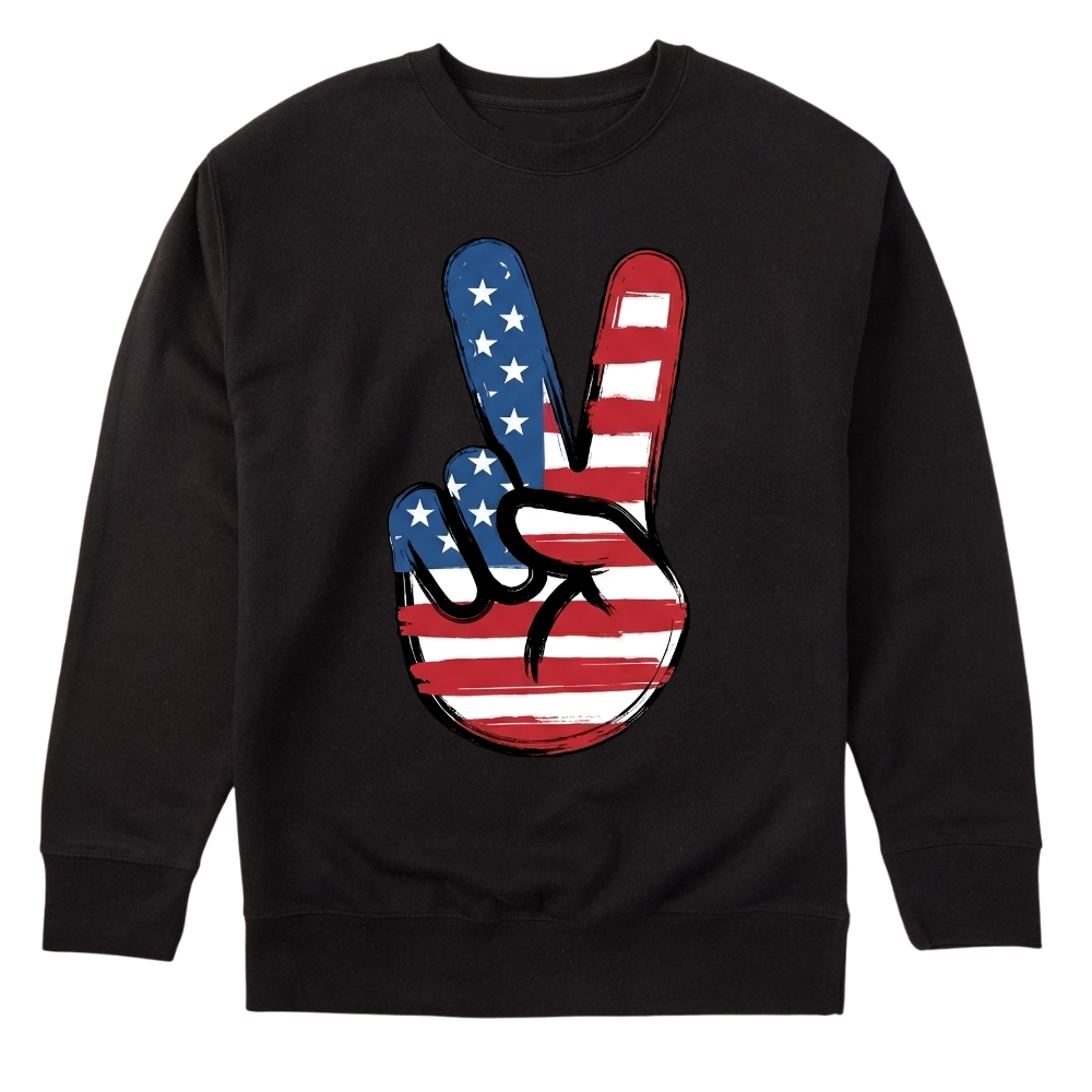 American Flag Peace Sign Design 4th Of July Patriotic USA Pride - Sweater