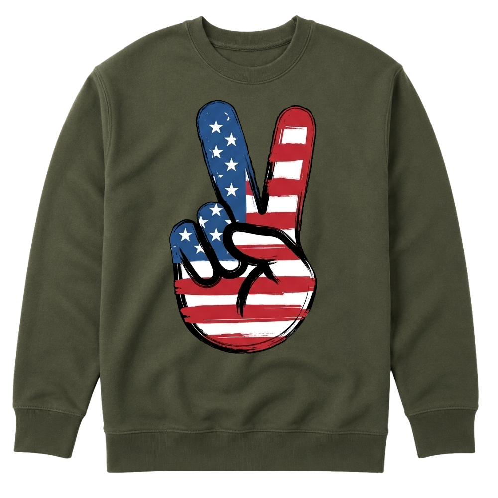 American Flag Peace Sign Design 4th Of July Patriotic USA Pride - Sweater