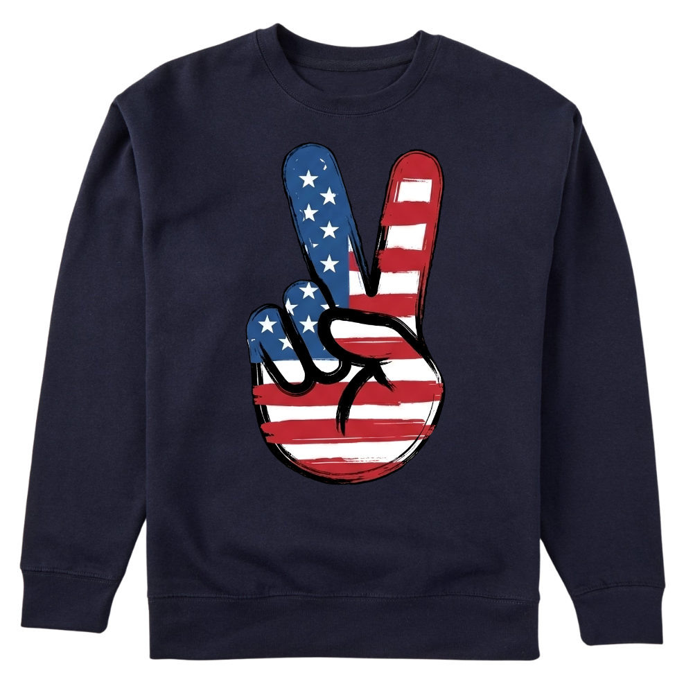 American Flag Peace Sign Design 4th Of July Patriotic USA Pride - Sweater