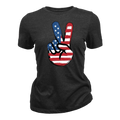 American Flag Peace Sign Design 4th Of July Patriotic USA Pride - Women T-Shirt
