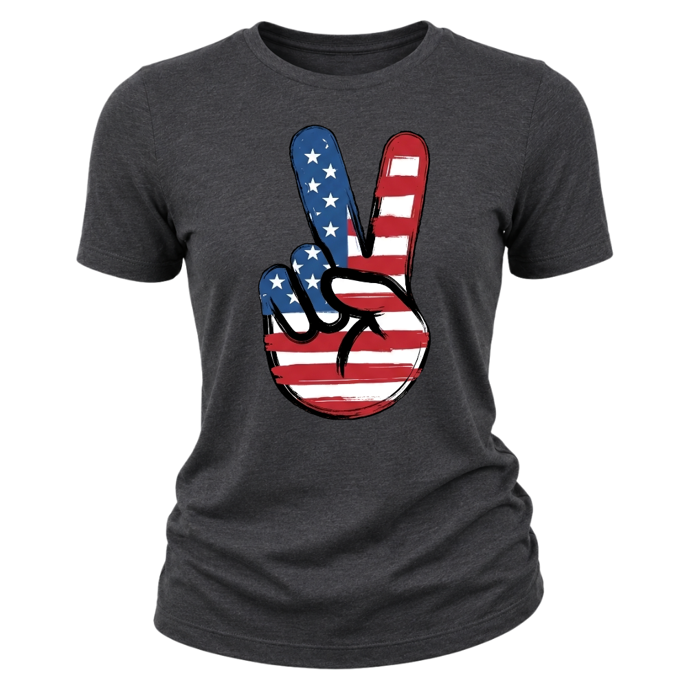 American Flag Peace Sign Design 4th Of July Patriotic USA Pride - Women T-Shirt
