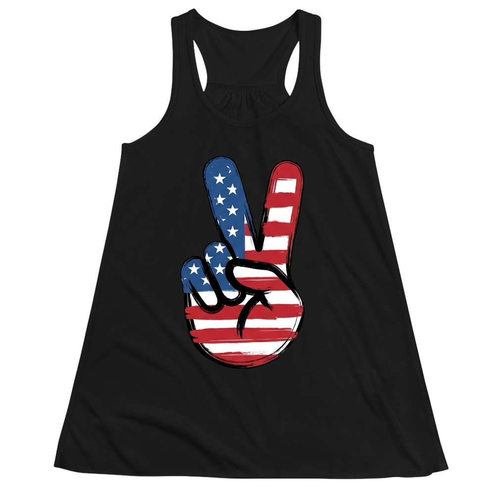 American Flag Peace Sign Design 4th Of July Patriotic USA Pride - Women Tank Top