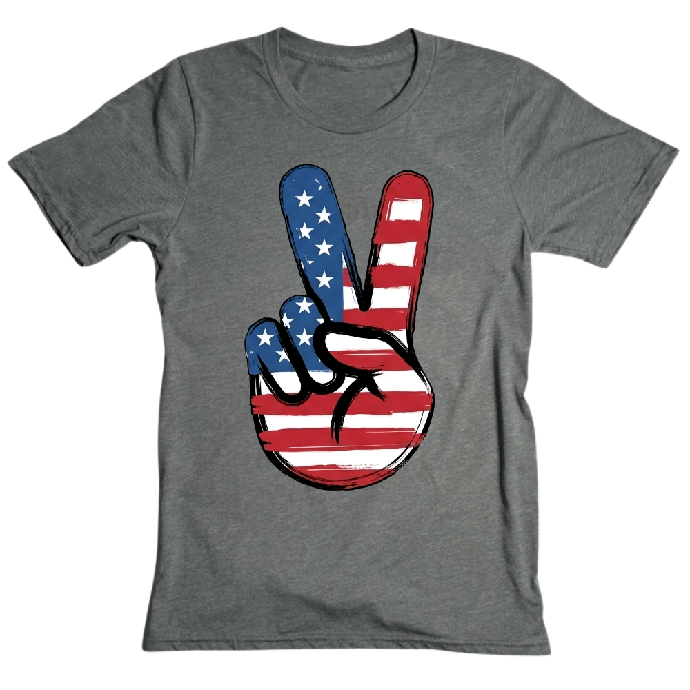 American Flag Peace Sign Design 4th Of July Patriotic USA Pride - T-Shirt