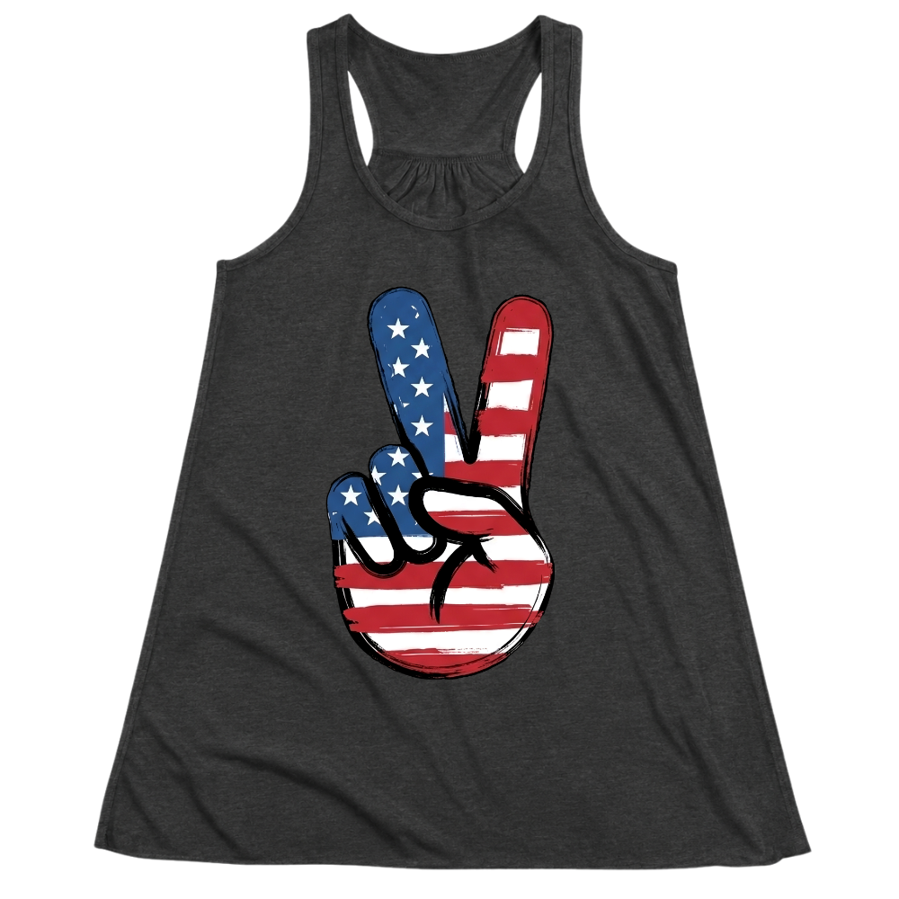 American Flag Peace Sign Design 4th Of July Patriotic USA Pride - Women Tank Top
