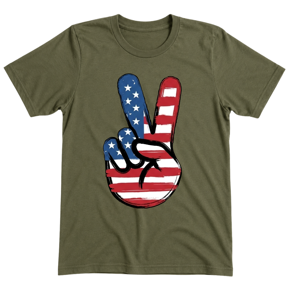 American Flag Peace Sign Design 4th Of July Patriotic USA Pride - T-Shirt