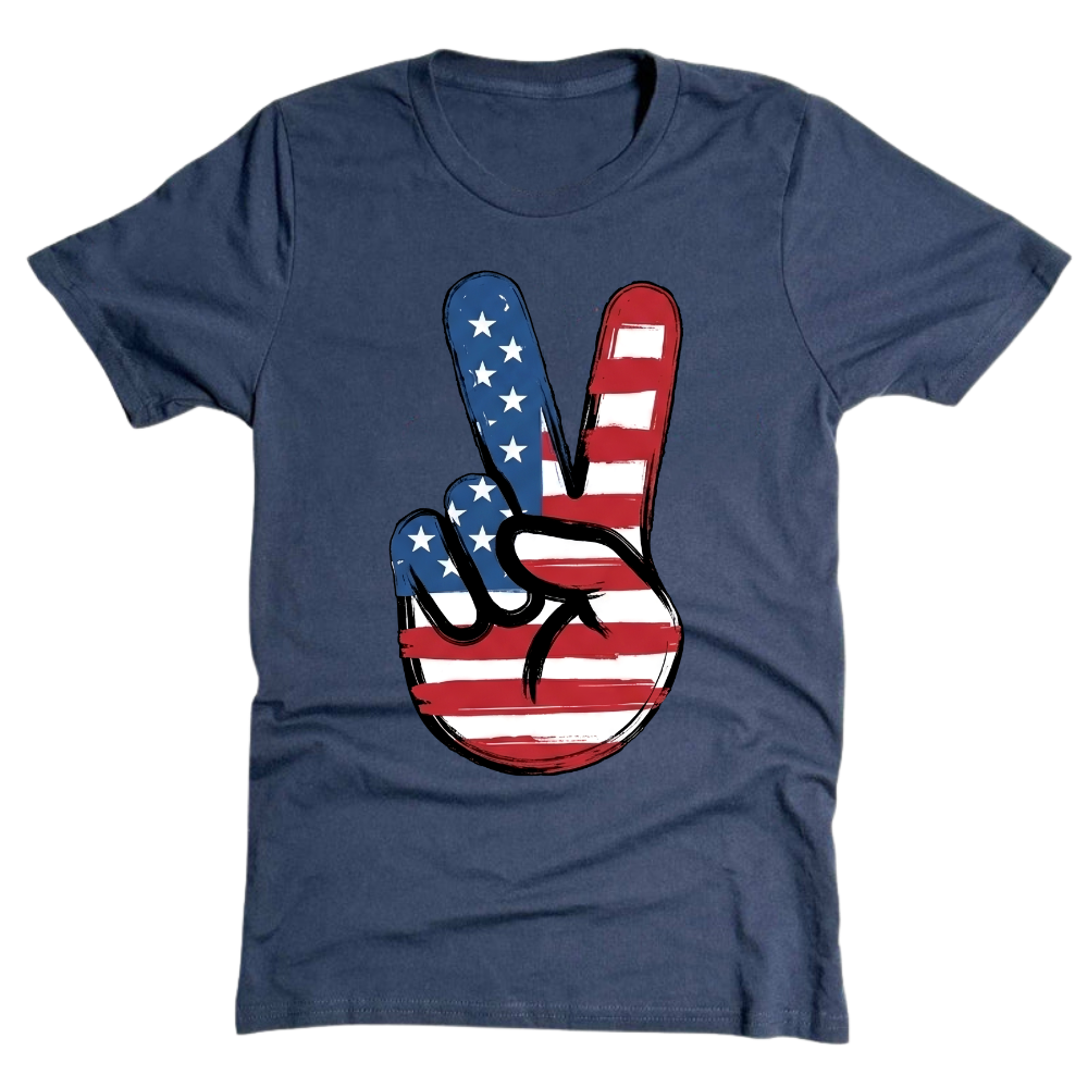 American Flag Peace Sign Design 4th Of July Patriotic USA Pride - T-Shirt