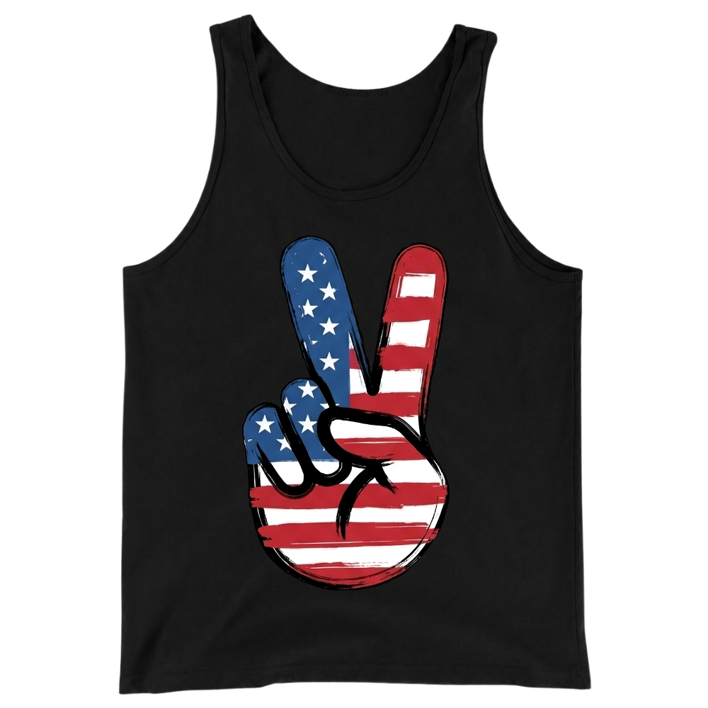 American Flag Peace Sign Design 4th Of July Patriotic USA Pride - Tank Top